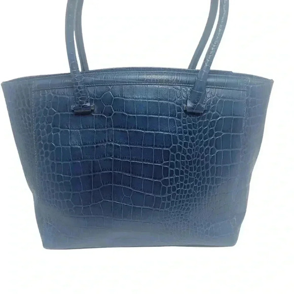 Halogen Blue Faux Crocodile Handbag - Picture 1 of 11